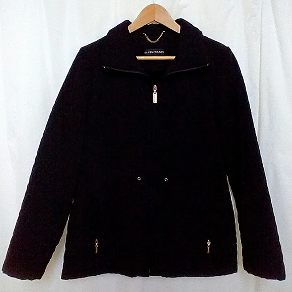 Excellent Used Condition Ellen Tracy Quilted Anorak Plush Lined Jacket Size Med - Picture 1 of 10